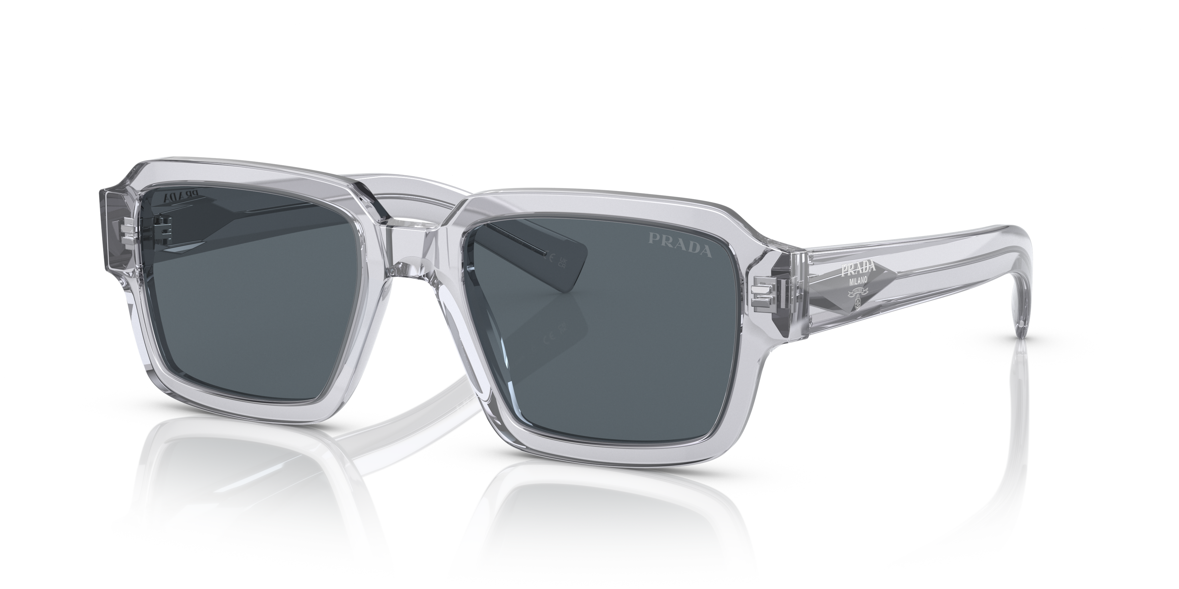 Prada PR 02ZS 52 Blue & Transparent Grey Sunglasses | Sunglass Hut USA